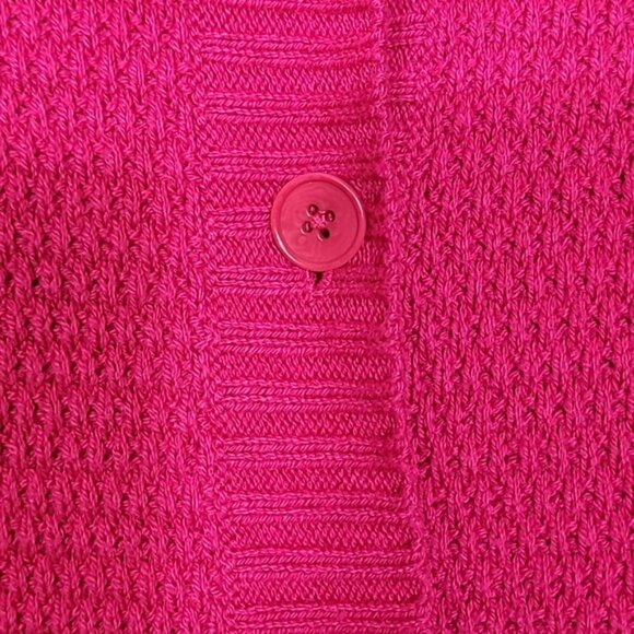 Talbots Chunky Knit Button Up Cardigan Size M Pink Johnny Collar Wool Blend - Picture 8 of 12